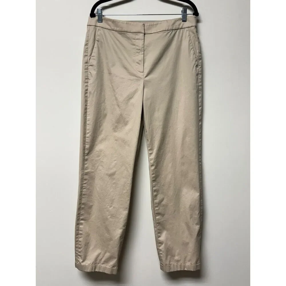 J. CREW Kate Straight Leg Pant, Tan, Cotton Blend, Flat Front, Sz 12 Tall
